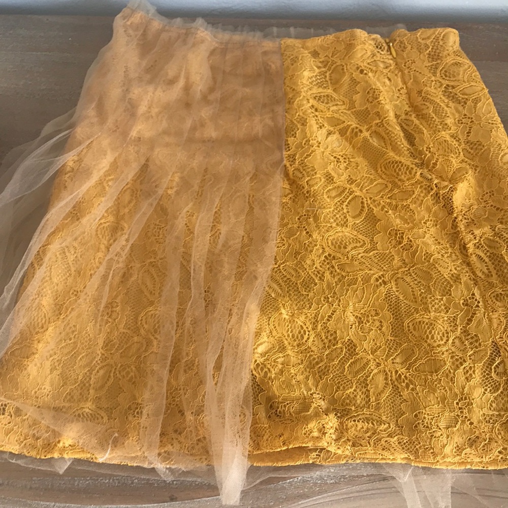 Rodarte for Target mustard lace skirt